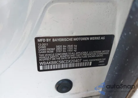 2012 BMW 750Li from USA, damaged, VIN WBAKB8C58CDX20407